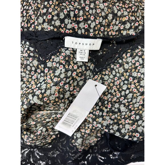 Topshop Floral Print Dress With Lace Trim US 12 Lightweight & Comfy - Picture 4 of 7